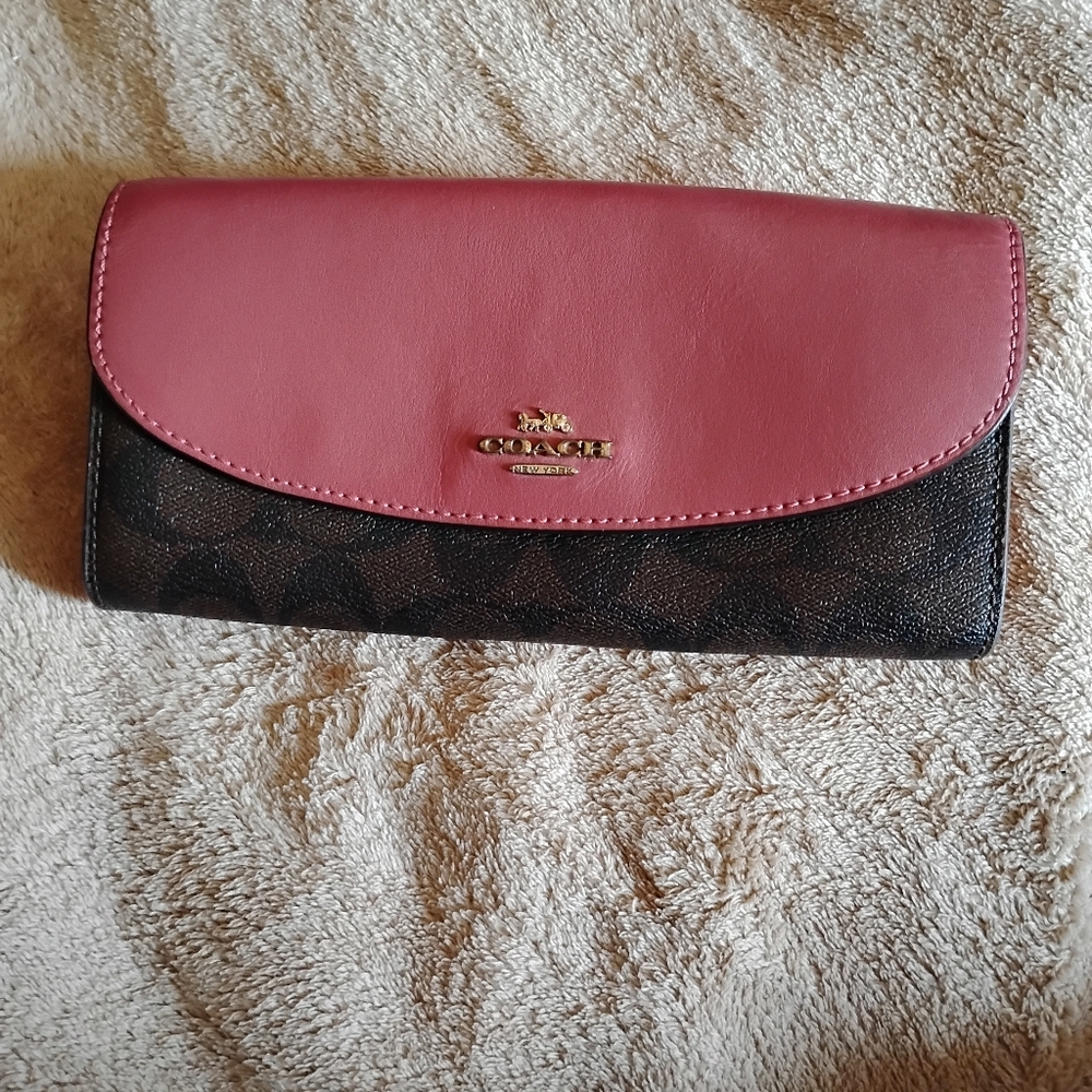 Coach Bleecker Signature Canvas Leather Flap Wristlet - Wallet#used Condition